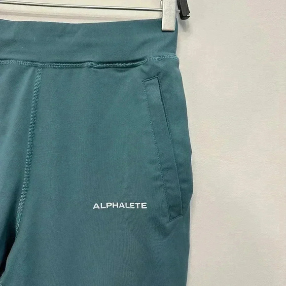 Alphalete Tapered  Leg Ribbed Be More Hem Joggers Sweatpants Teal Blue Green XS - Picture 3 of 12